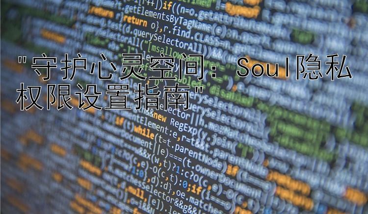 守护心灵空间：Soul隐私权限设置指南