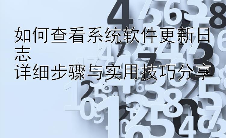 如何查看系统软件更新日志  详细步骤与实用技巧分享