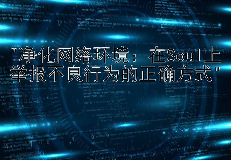 净化网络环境：在Soul上举报不良行为的正确方式