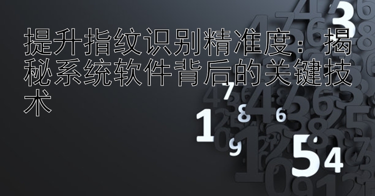 提升指纹识别精准度：揭秘系统软件背后的关键技术