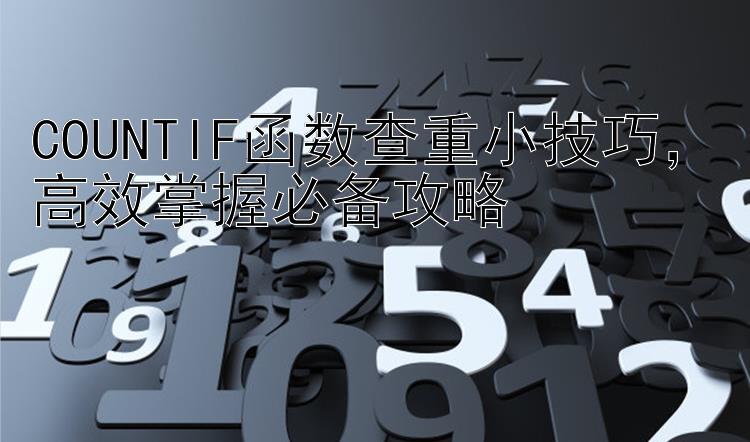 COUNTIF函数查重小技巧 高效掌握必备攻略