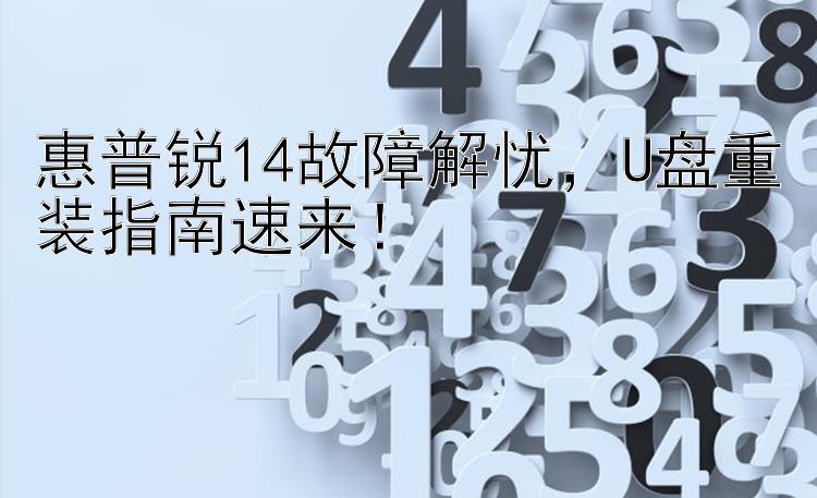 惠普锐14故障解忧，U盘重装指南速来！