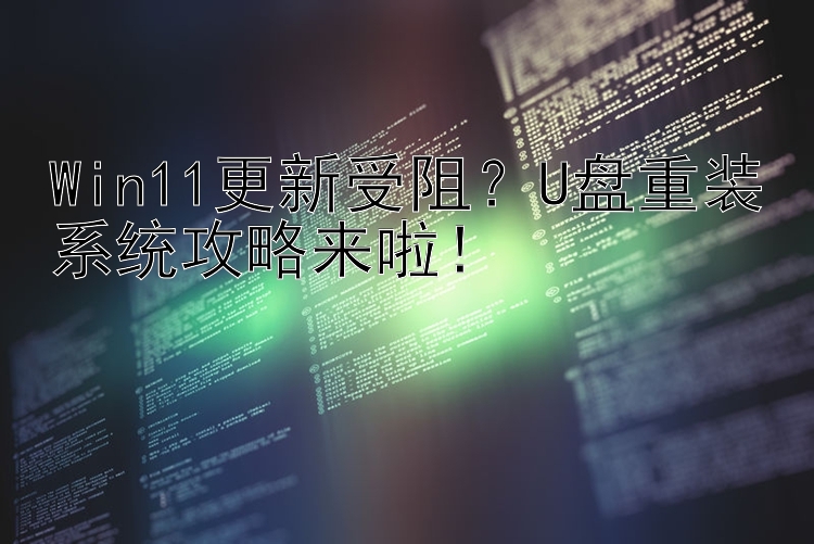 Win11更新受阻？U盘重装系统攻略来啦！